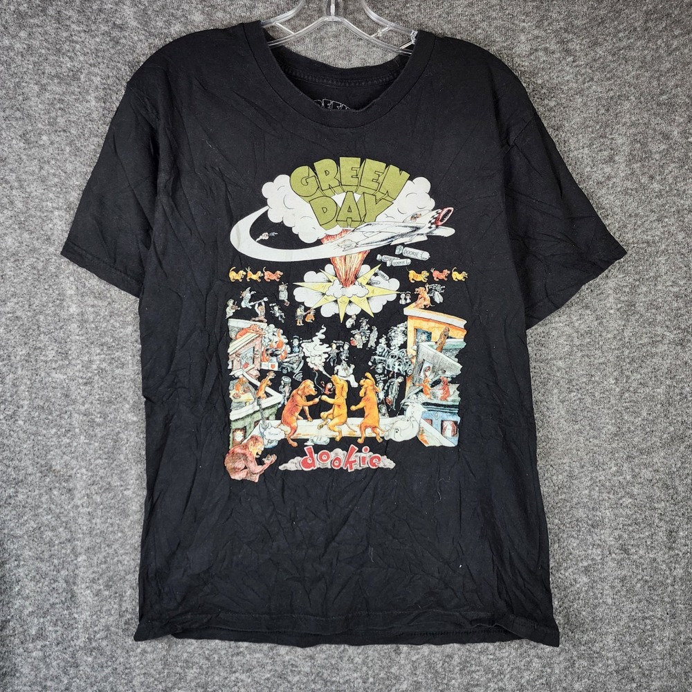 Green Day Dookie Graphic T-Shirt Mens Medium Black Vintage Album Art Tee